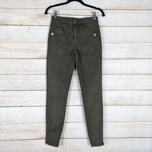 Joie Women's Size 24 Keena Skinny Ankle Zip Pants Green Utility Cargo Stretchy